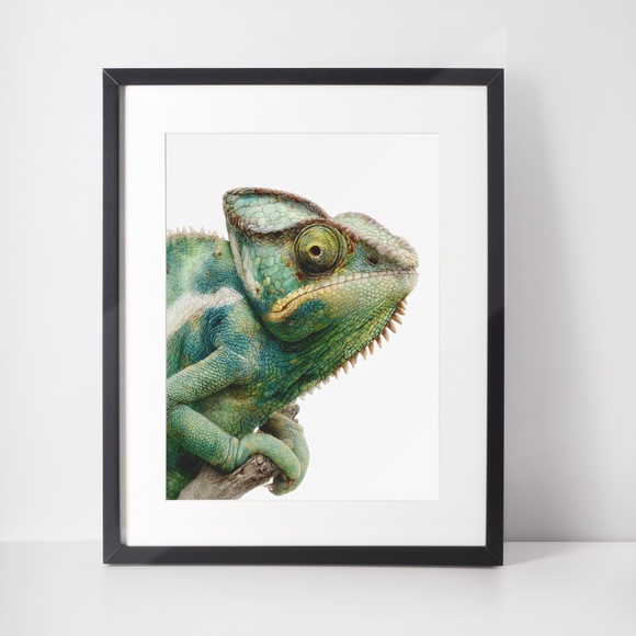 Watercolor Chameleon Wall Art Print Unframed - Vibrant Tropical Elegance - Picture 2 of 6